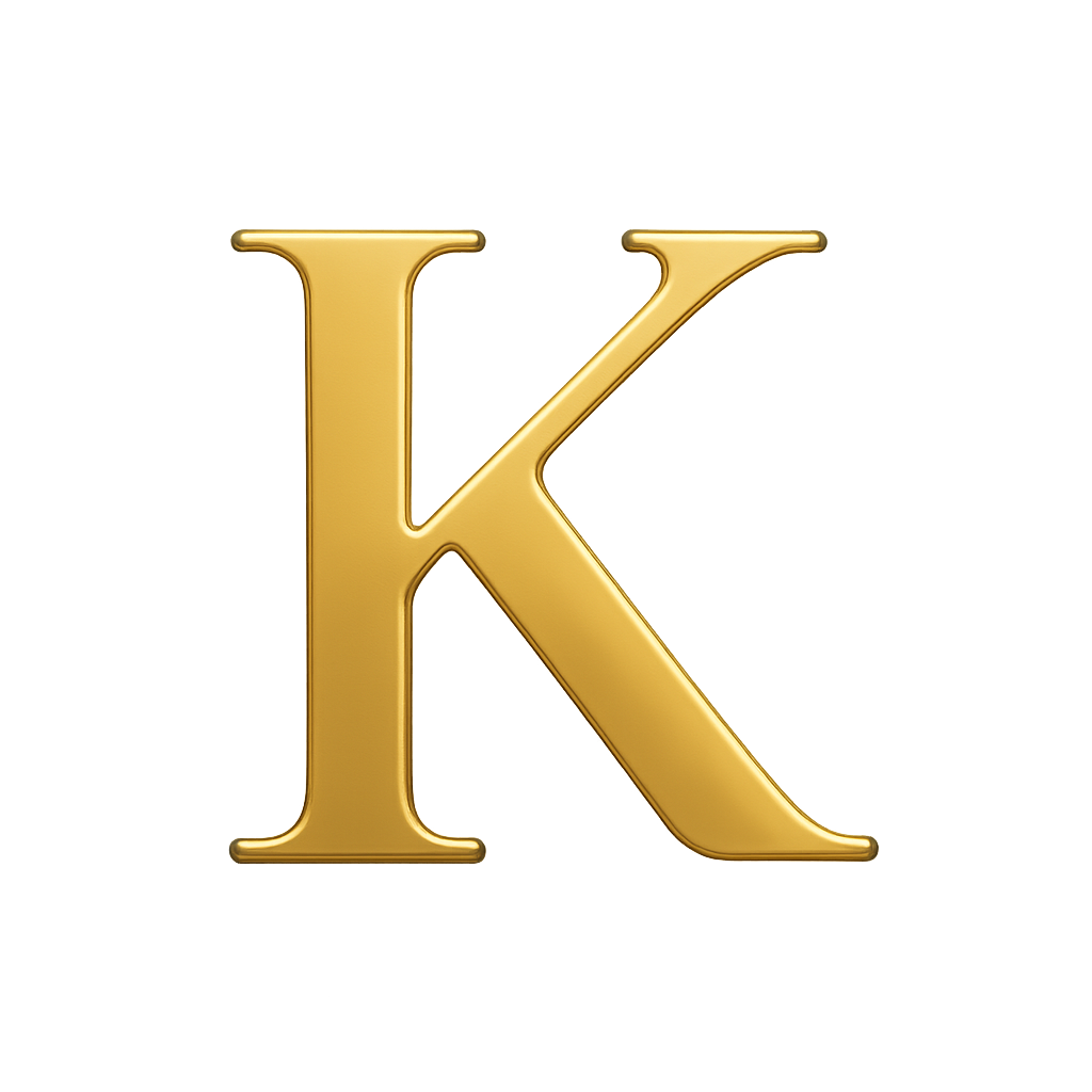 Shiny Golden Textured 3D Letter K