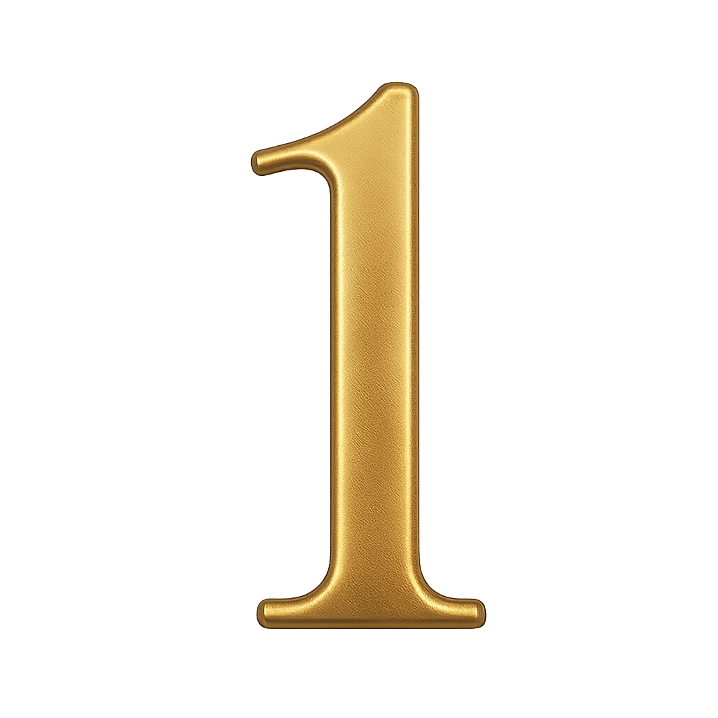 Shiny Textured Gold 3D Number One