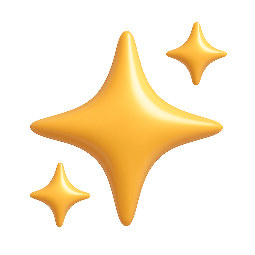 Shiny Yellow 3D Sparkle Star Icon