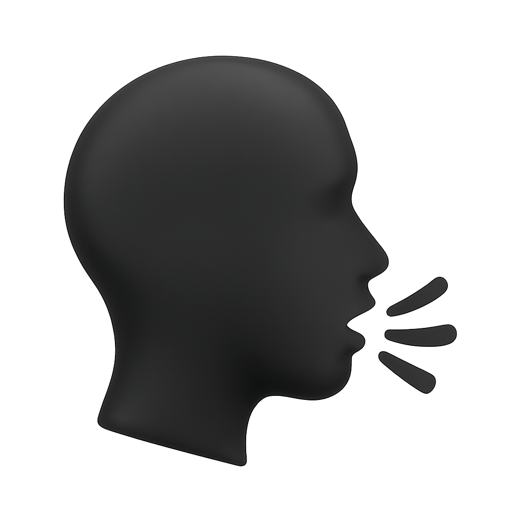 Silhouette of a Person Speaking with Sound Waves on Transparent Background