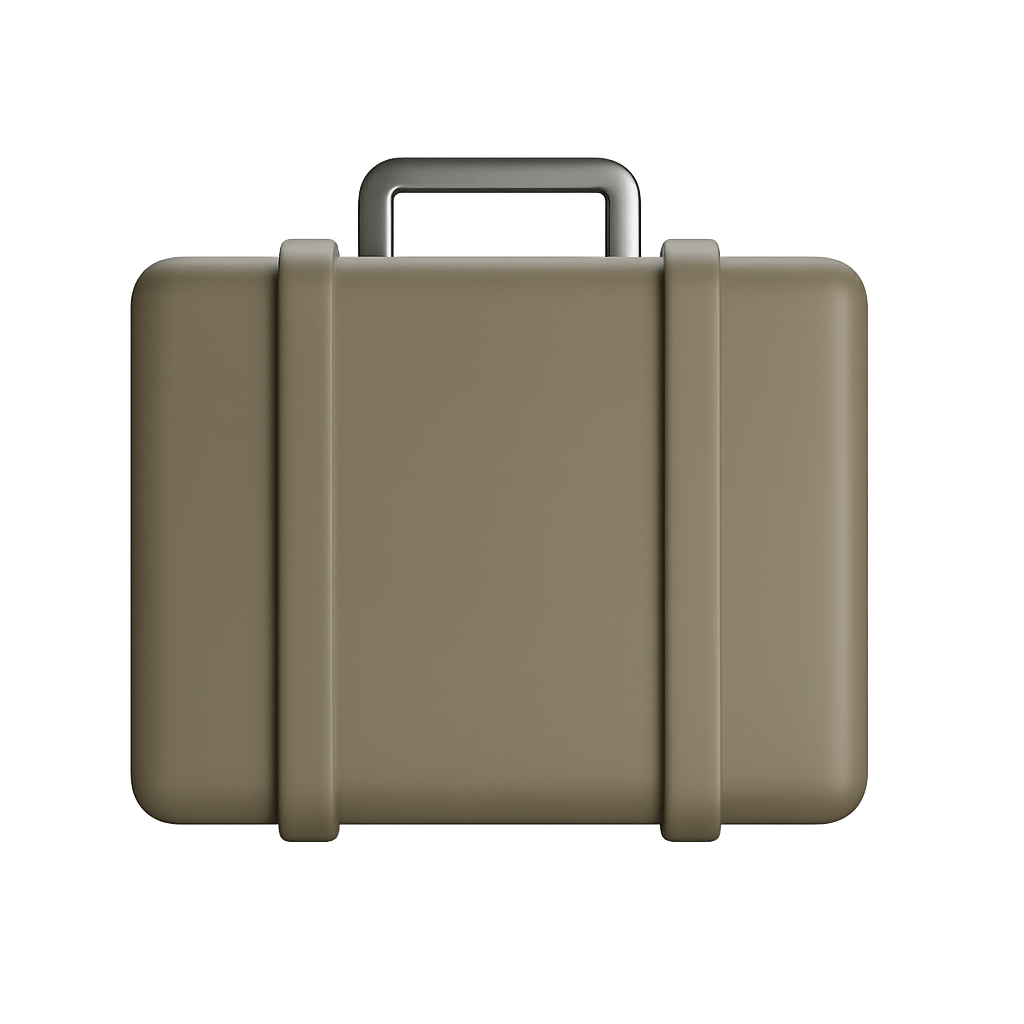 Simple 3D Business Briefcase Minimalist Icon