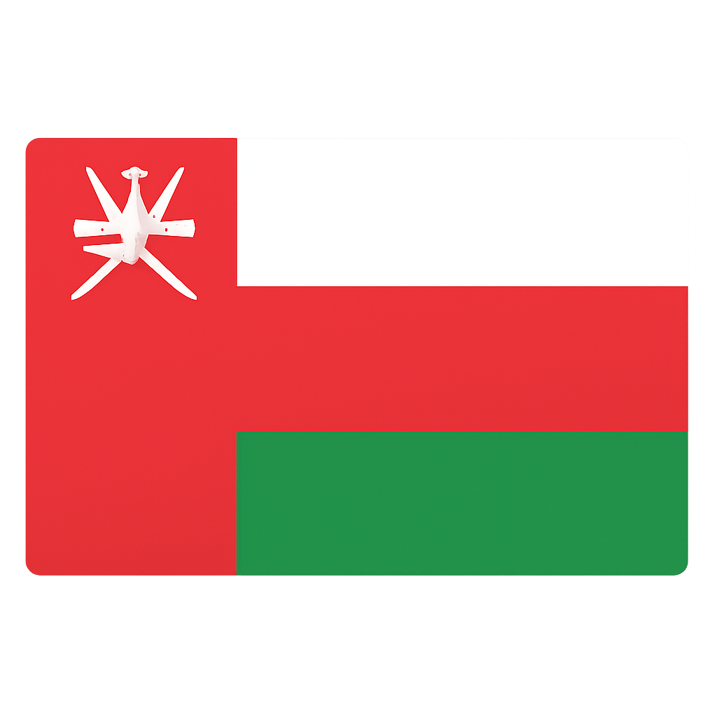 Simple Flat Oman Flag, transparent background