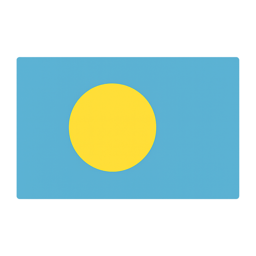 Simple Flat Palau Flag, transparent background
