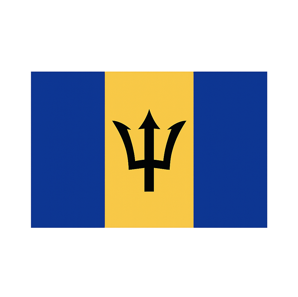 Simple Icon of Barbados Flag Transparent Background