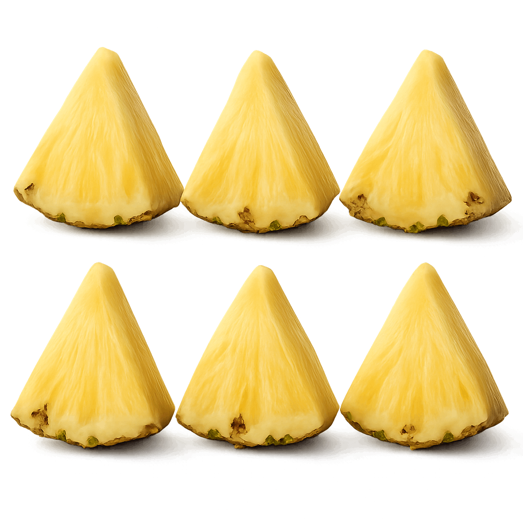 Six Triangular Pineapple Slices Fruit Transparent Background