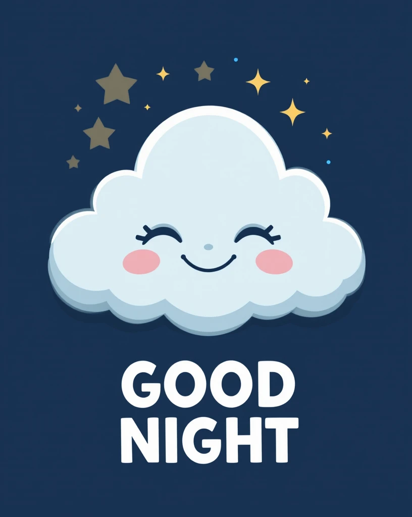 Smiling Cloud Illustration for Nighttime and Relaxation with Stars