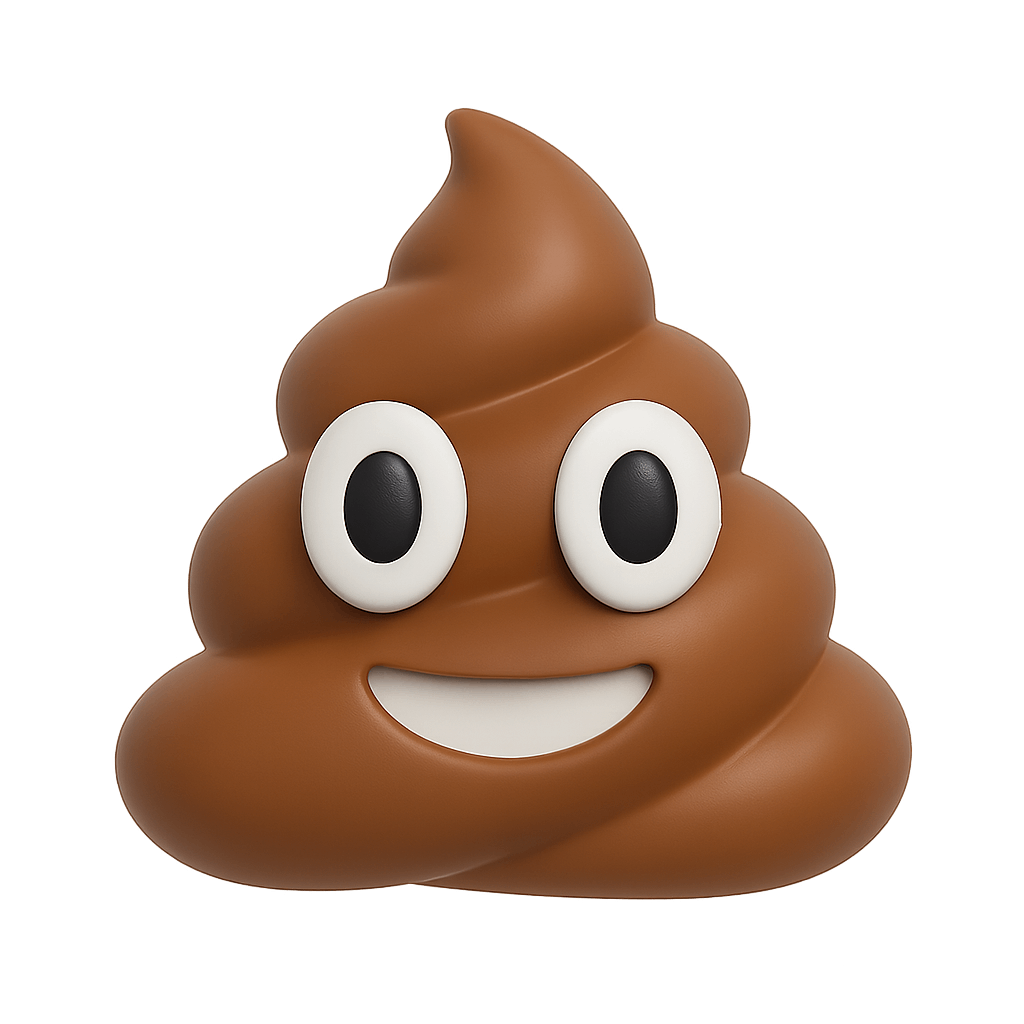 Smiling Poo Emoji on a Transparent Background with Expressive Eyes