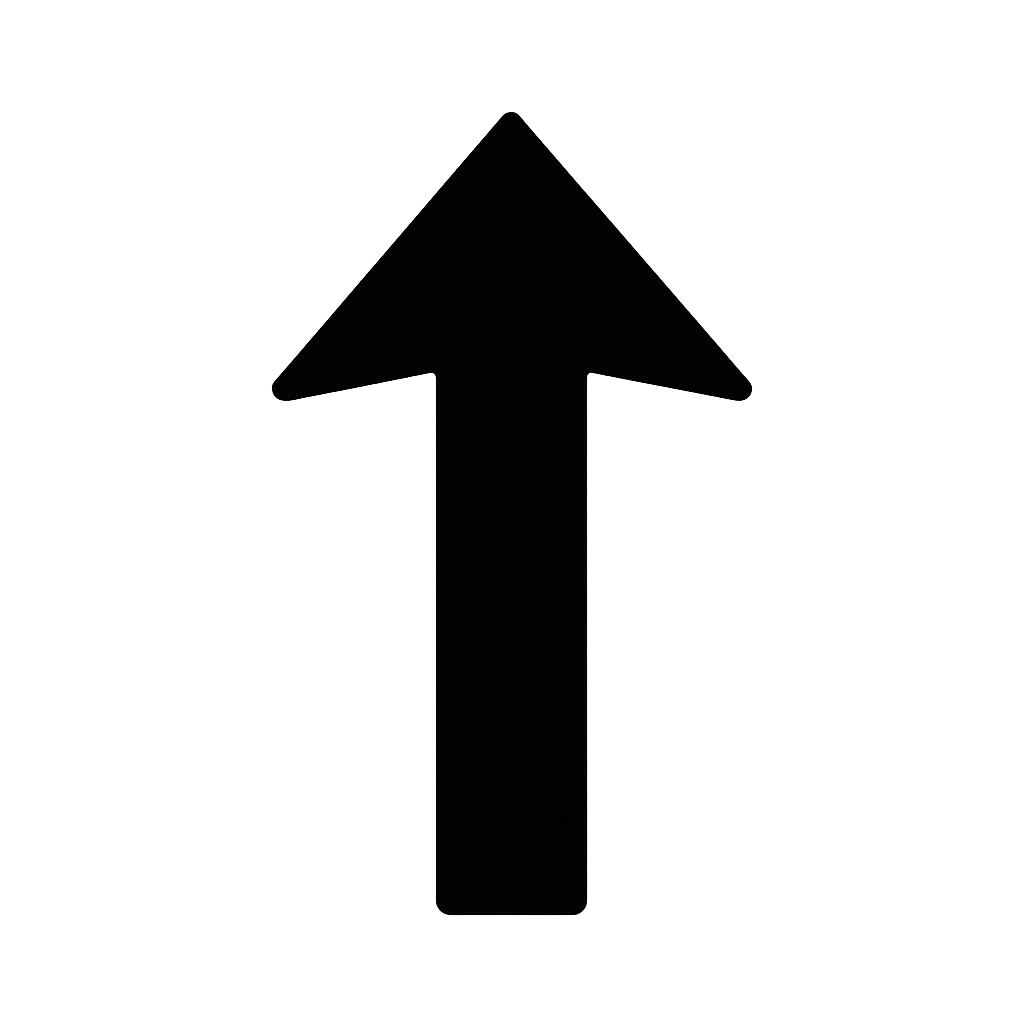 Solid Black Bold Upward Pointing Arrow Icon