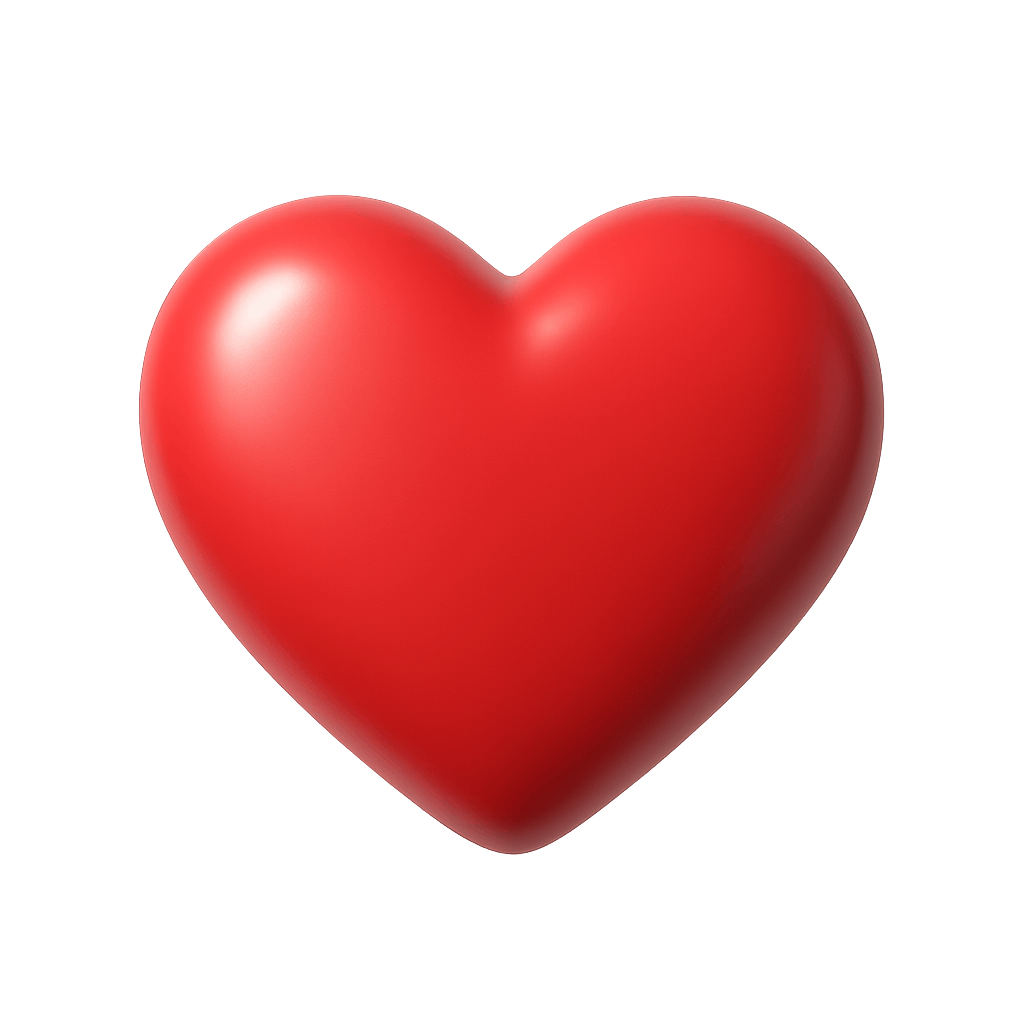 Solid Red 3D Heart Love Symbol
