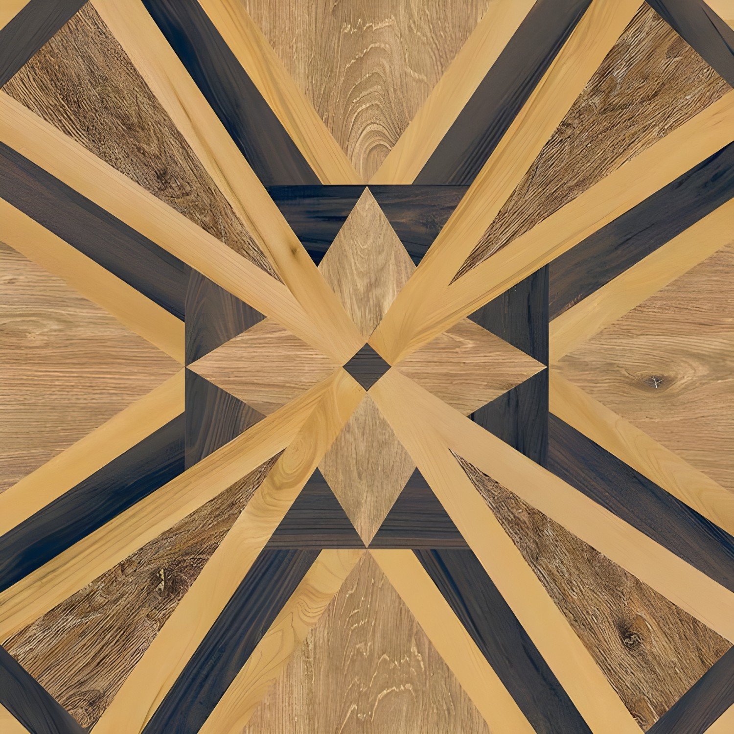 Starburst Geometric Wood Parquet Tile Design