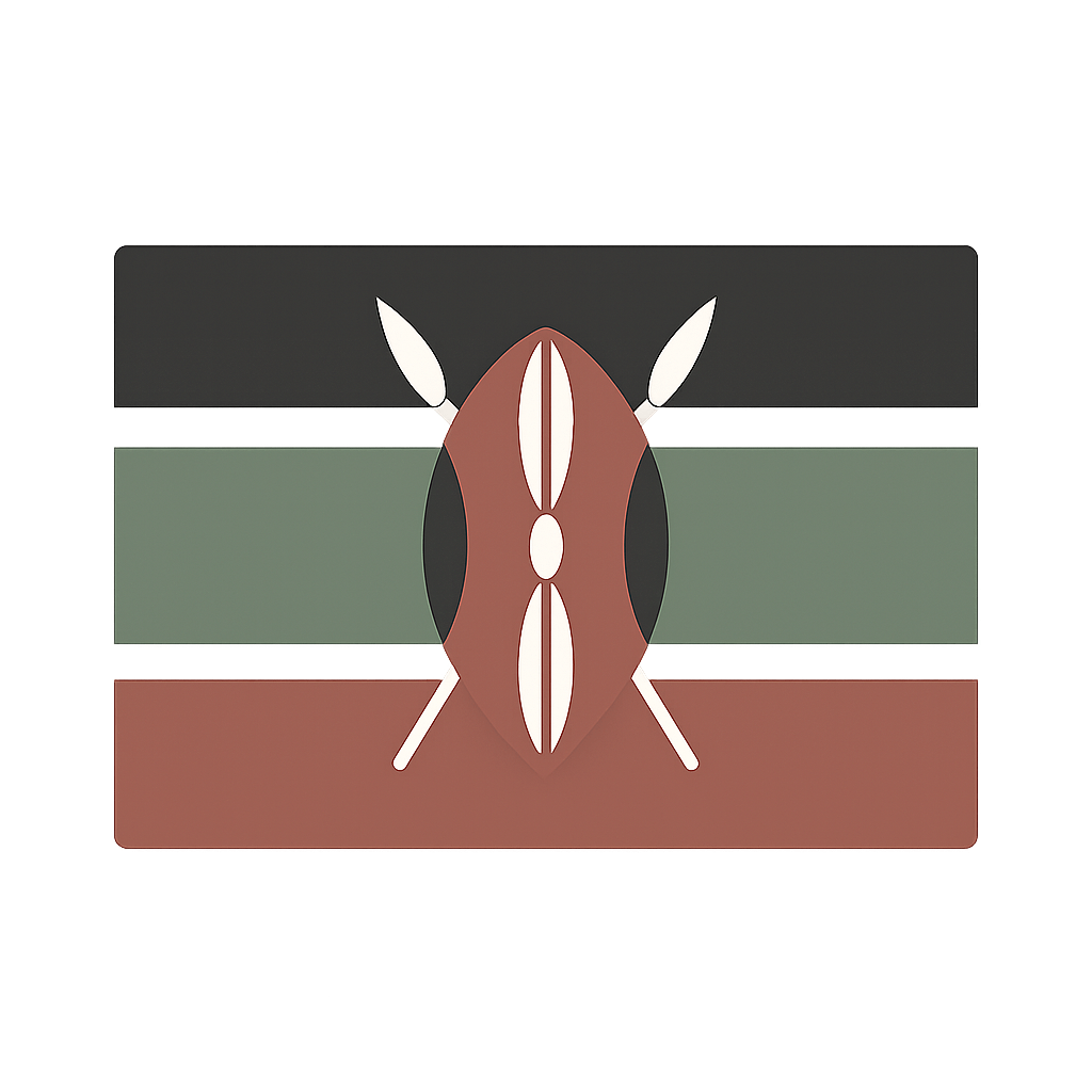 Static Kenya Flag Vector Transparent Background Graphic