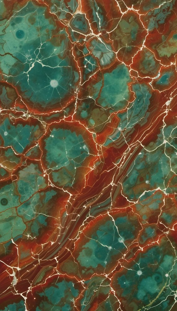Striking Teal and Rust Geological Marble Texture