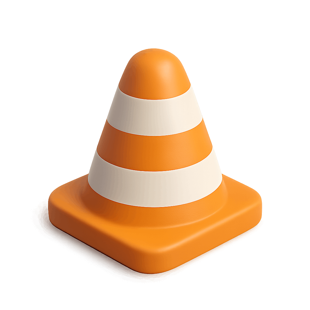 Striped 3D Traffic Cone Construction Site