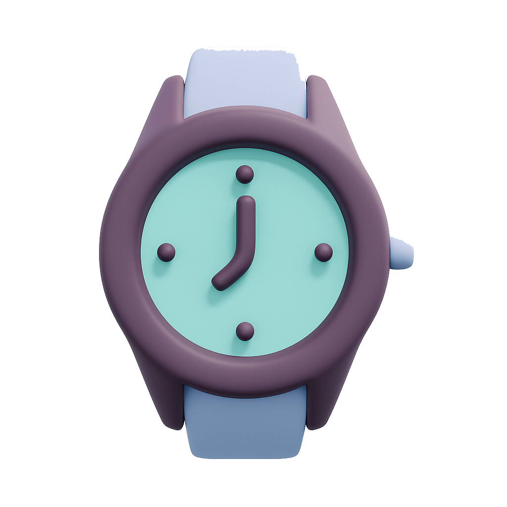 Stylish 3D Analog Wristwatch Time Icon