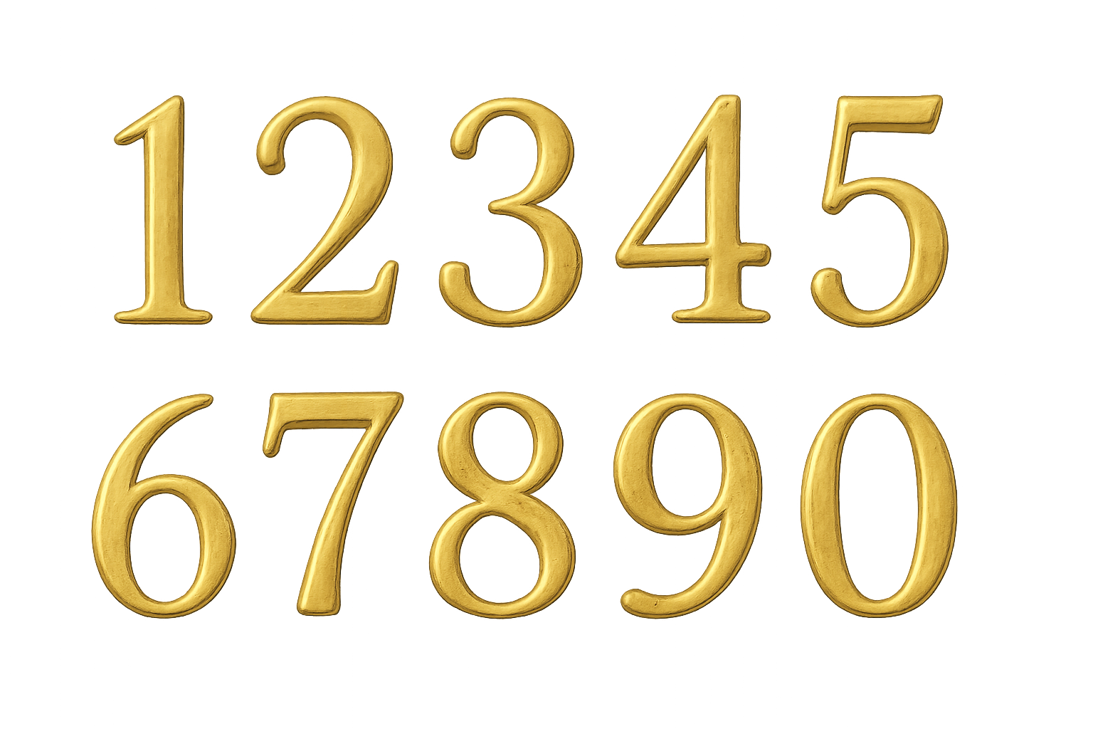 Stylish Gold 3D Elegant Numbers Set