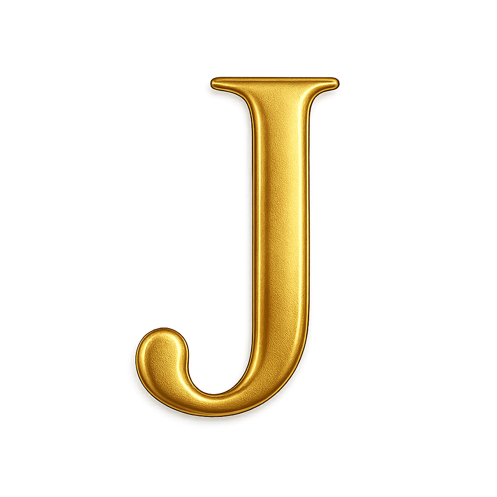 Stylish Gold Textured 3D Letter J