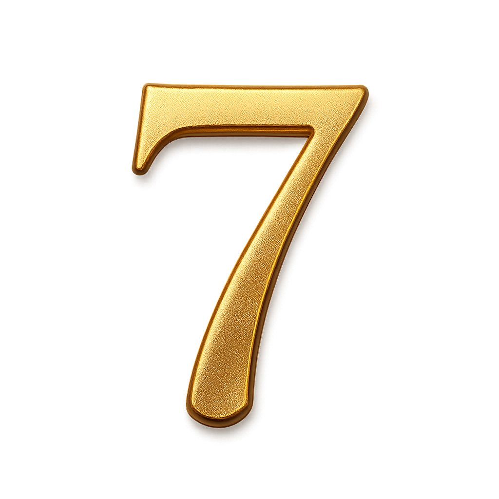 Stylish Gold Textured 3D Number Seven