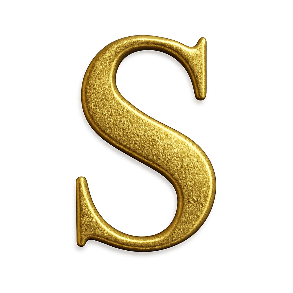 Stylish Textured Gold 3D Capital Letter S