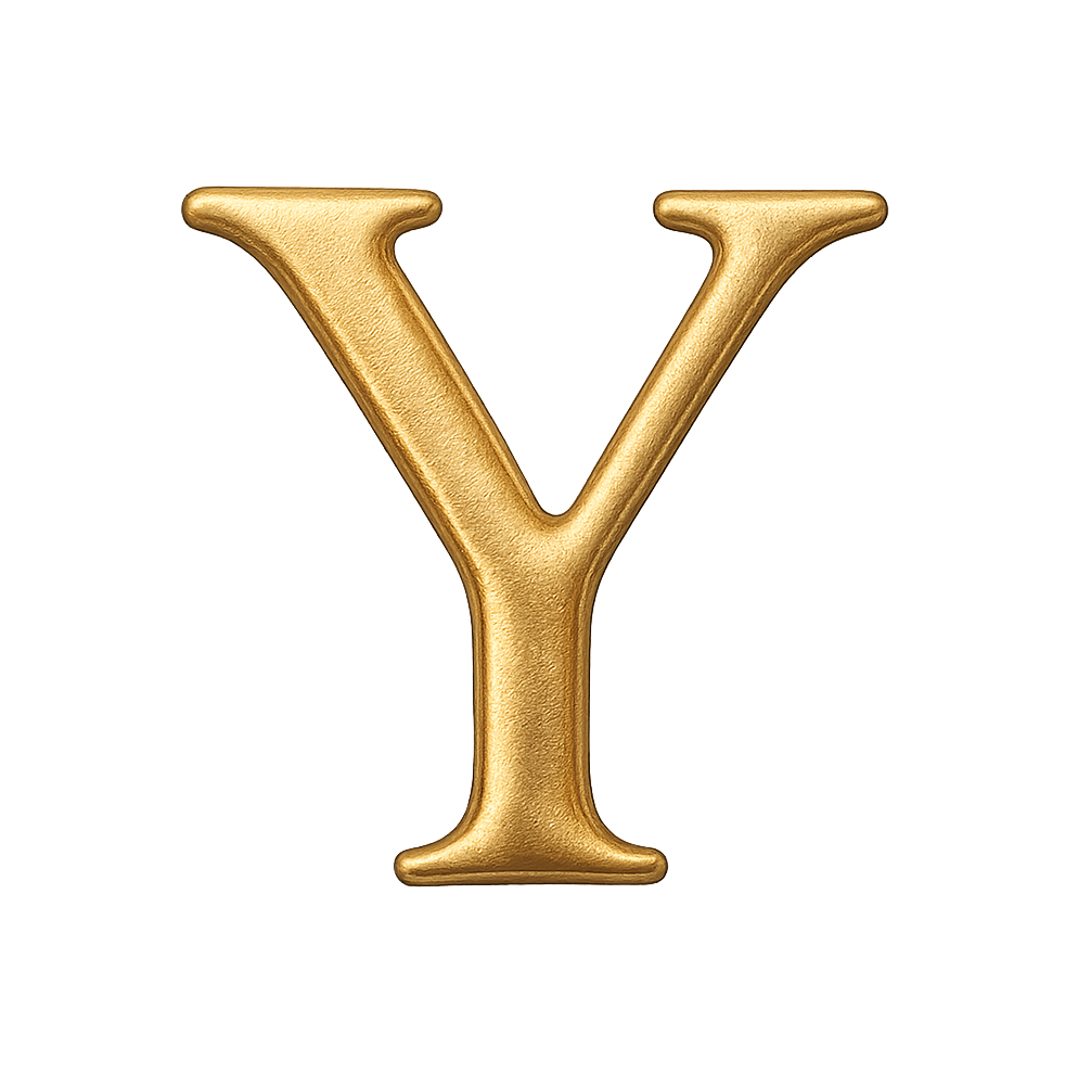 Stylish Textured Gold 3D Capital Letter Y