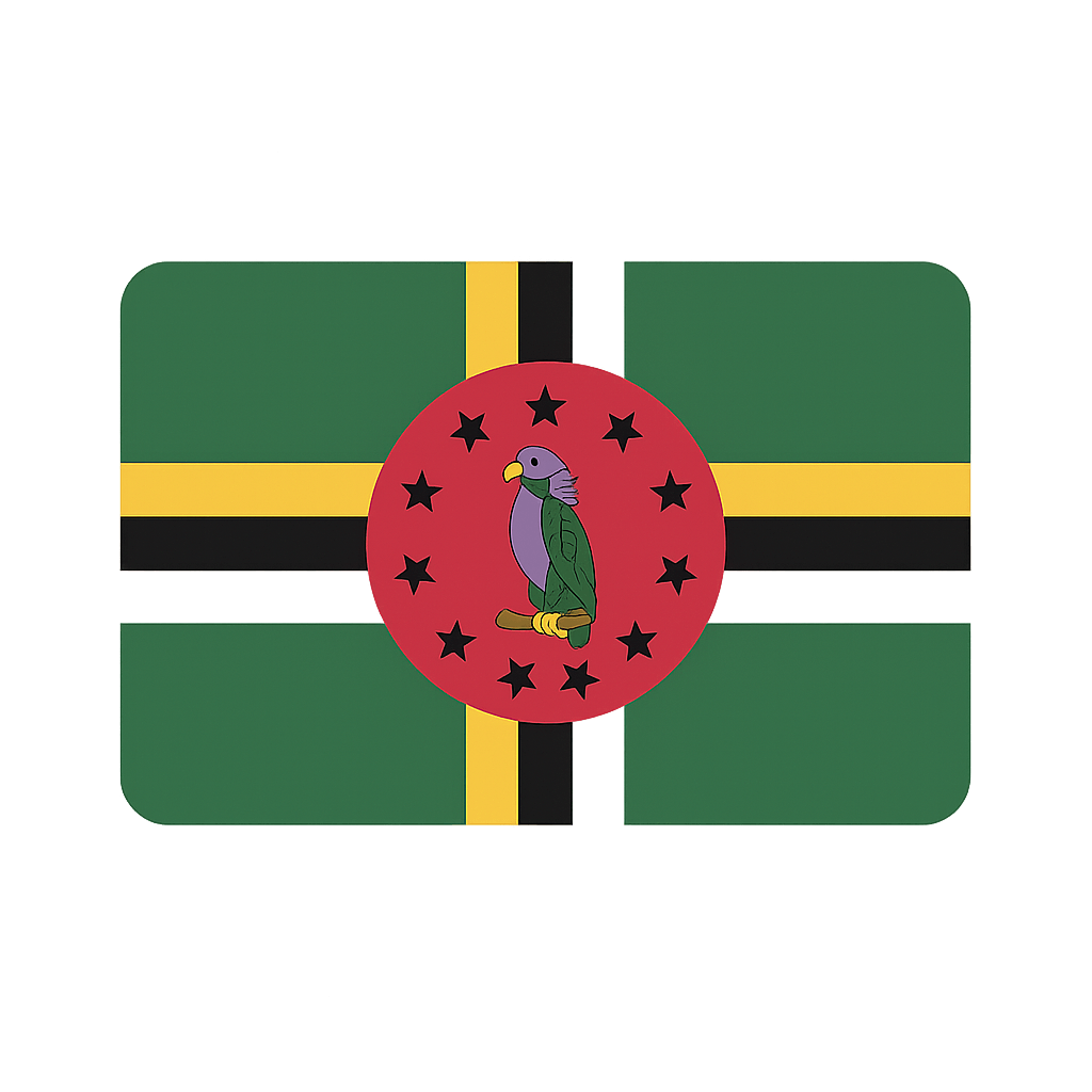 Stylized Dominica Flag Sticker, transparent background