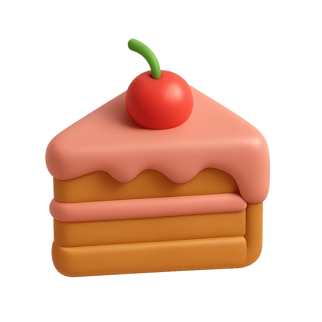 Sweet 3D Cake Slice Cherry Dessert