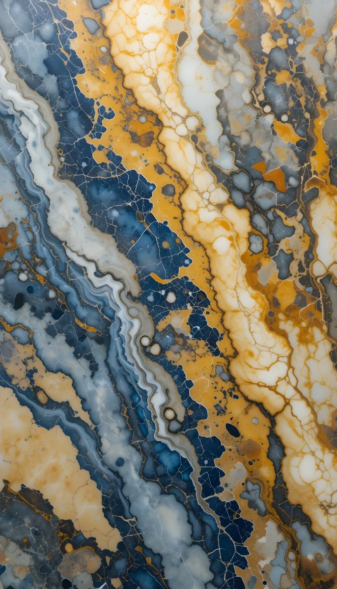 Swirling Blue Gold White Abstract Marble Texture