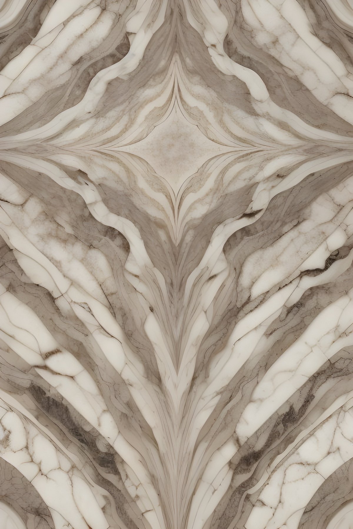 Symmetric Bookmatch Feather Pattern Marble Panel