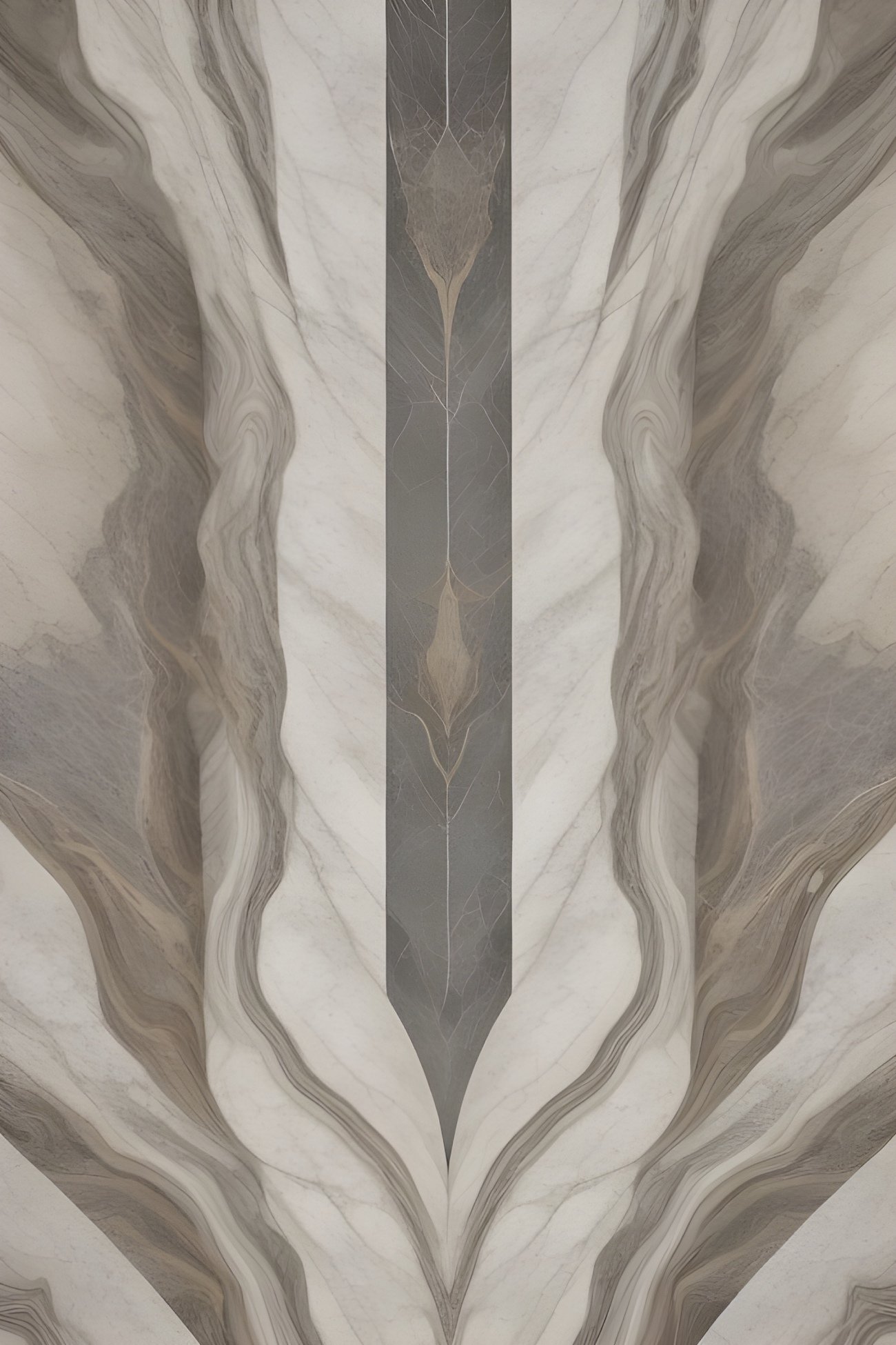 Symmetric White and Grey Marble Bookmatch