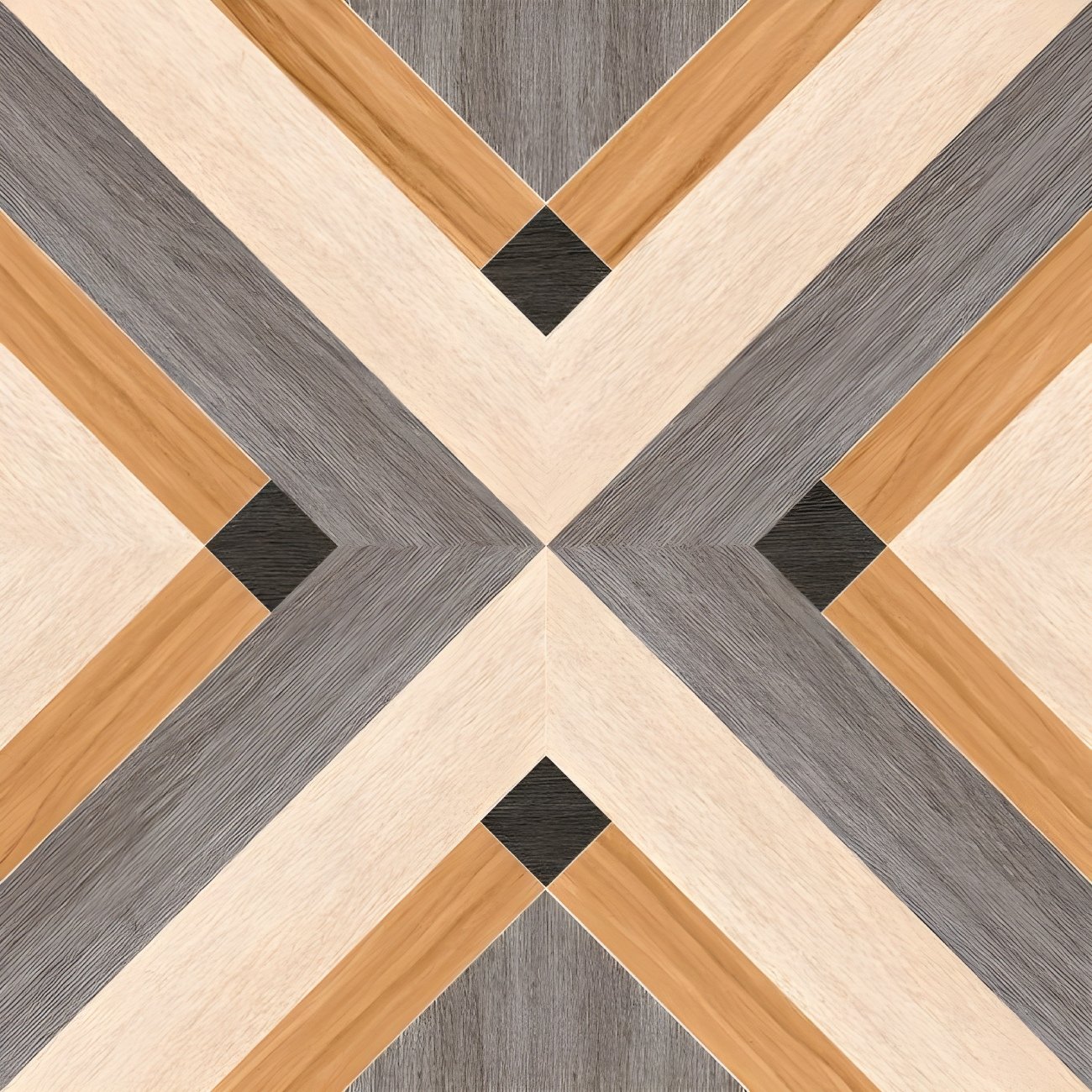 Symmetrical Multi-Tone Chevron Wood Plank Tile