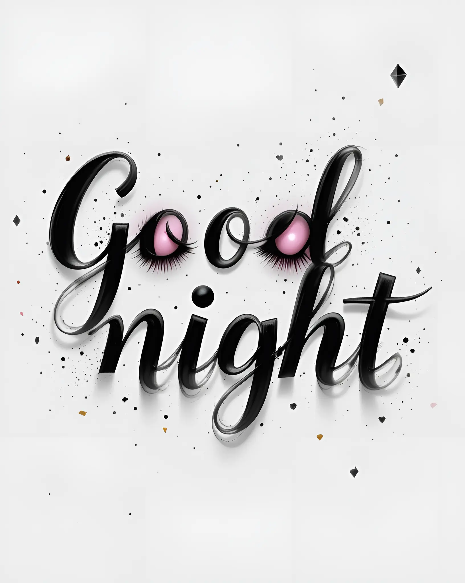 Elegant Good Night Typography Design With Playful Features and Confetti Accents