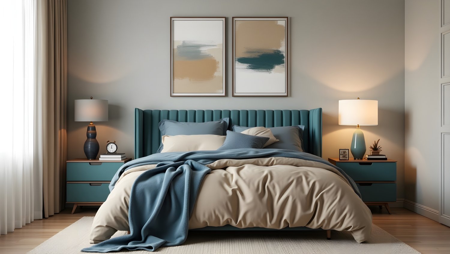 Teal Winged Headboard Abstract Brushstroke Art