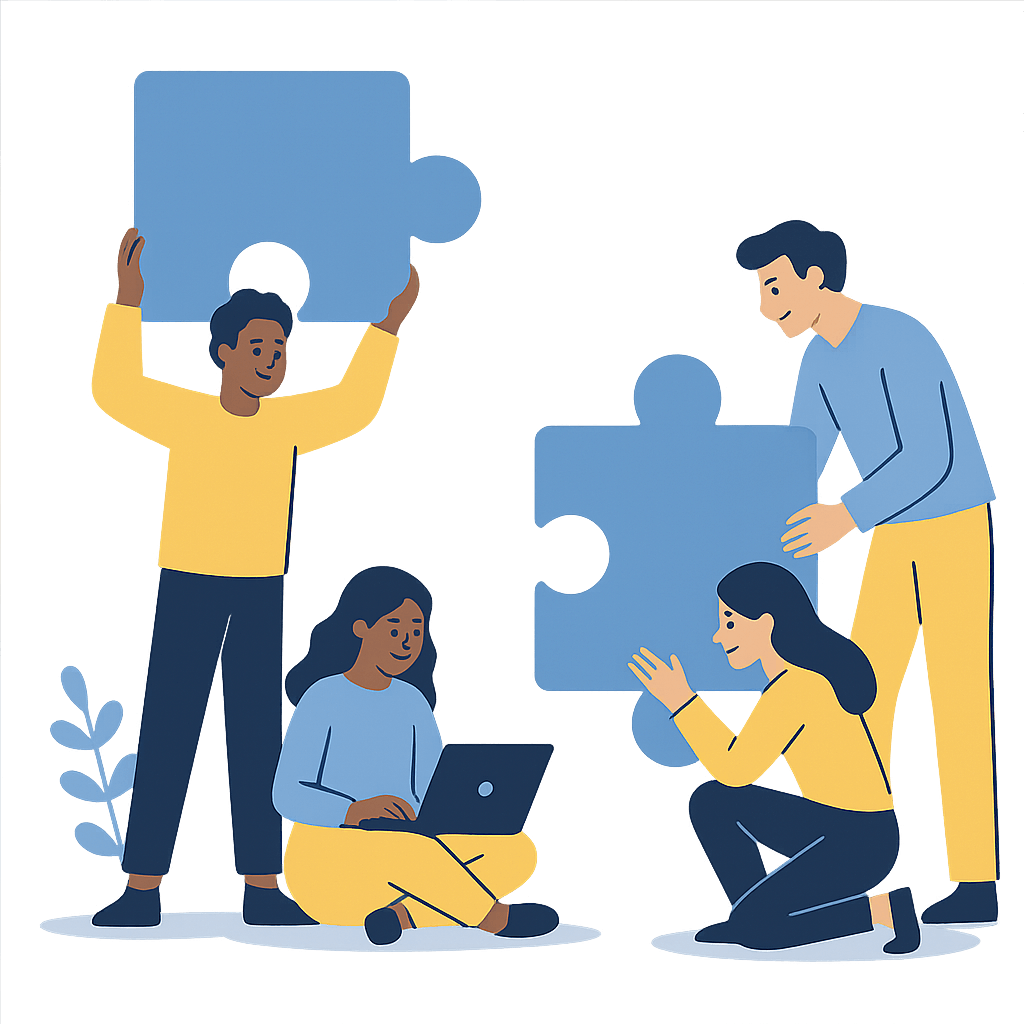 Teamwork Puzzle Collaboration Icon with Transparent Background