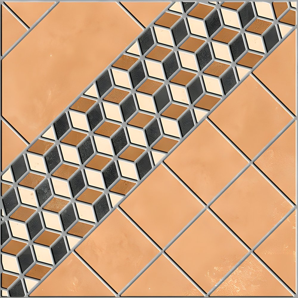 Terracotta 3D Geometric Cube Diagonal Tile
