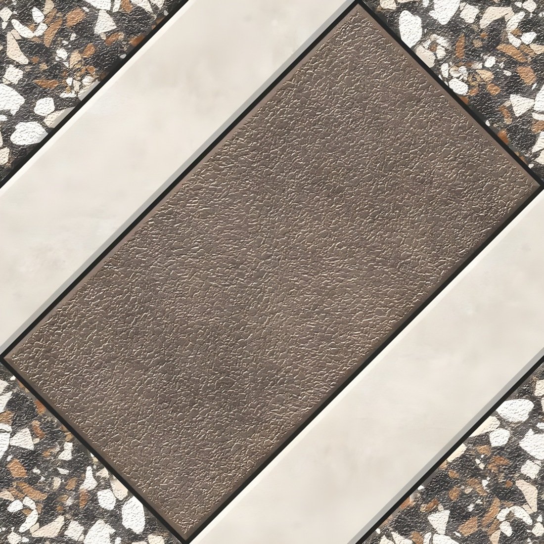 Terrazzo and Brown Textured Diagonal Tile
