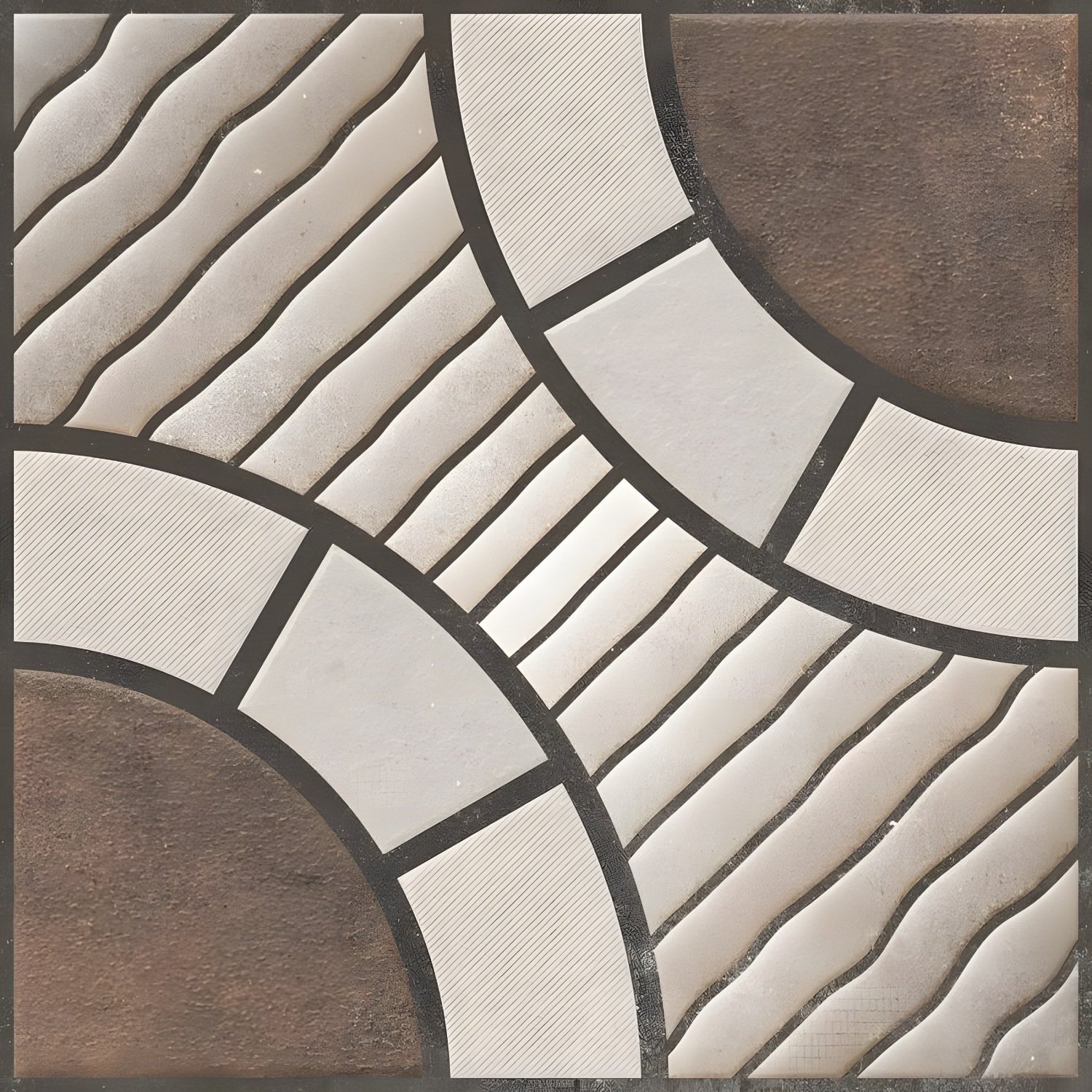 Textured Beige Brown Circular Geometric Tile