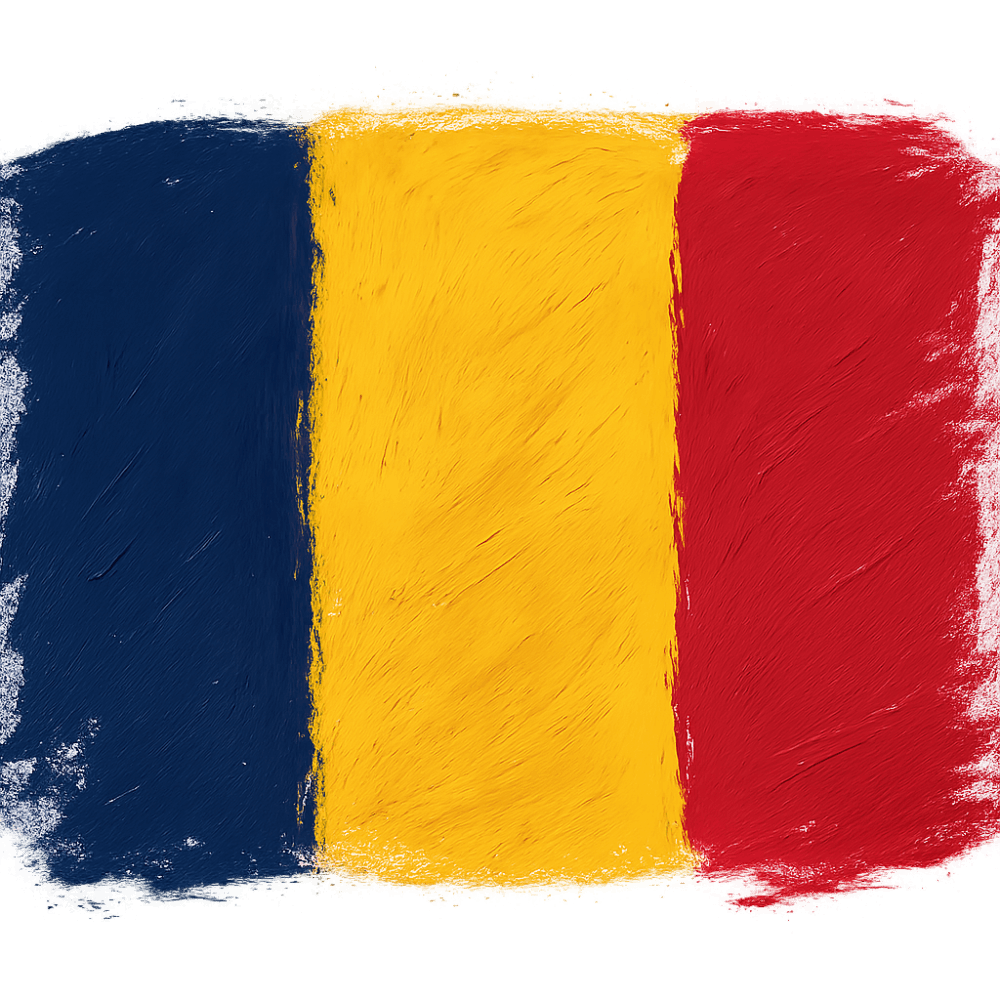 Textured Chad Flag Artistic Oil Painting Style