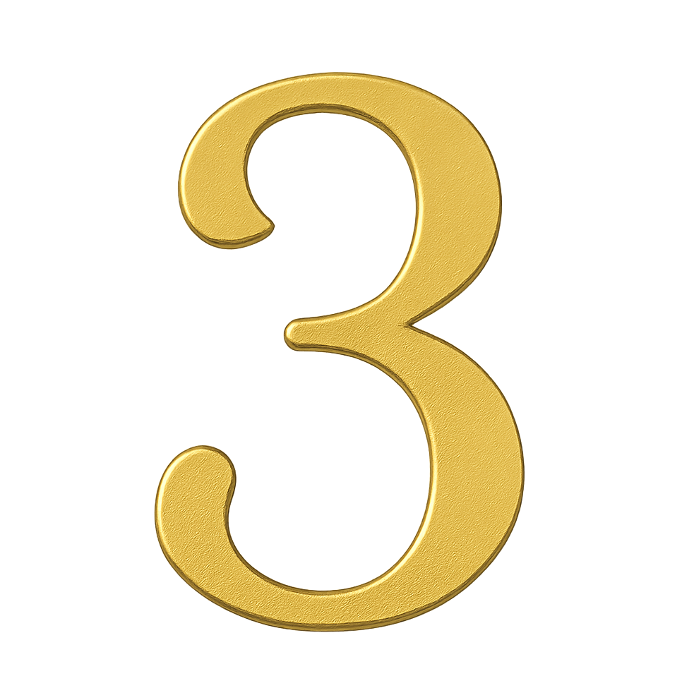 Textured Golden 3D Elegant Number Three