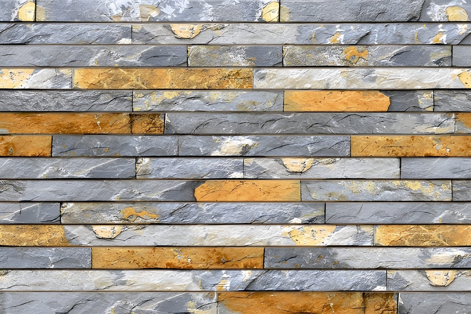Textured Gray and Orange Slate Stone Wall Panels for Exterior Facade and Modern Interior Design
