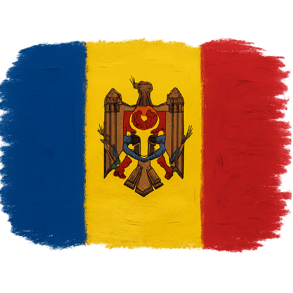 Textured Moldova Flag Coat Arms Transparent Background