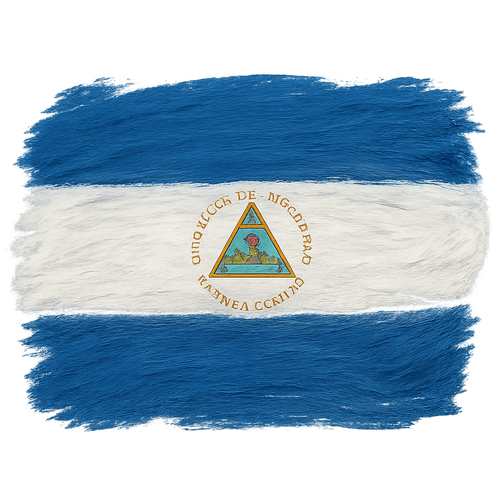 Textured Nicaragua Flag Brush Stroke transparent background