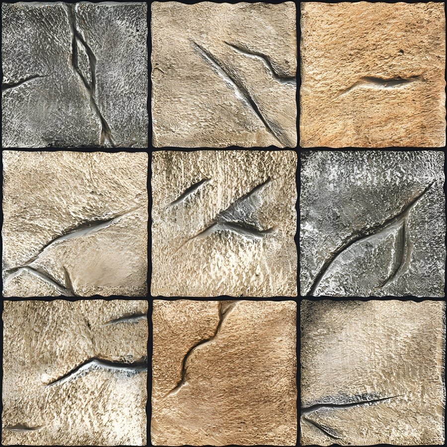 Textured Square Stone Crack Pattern Tile