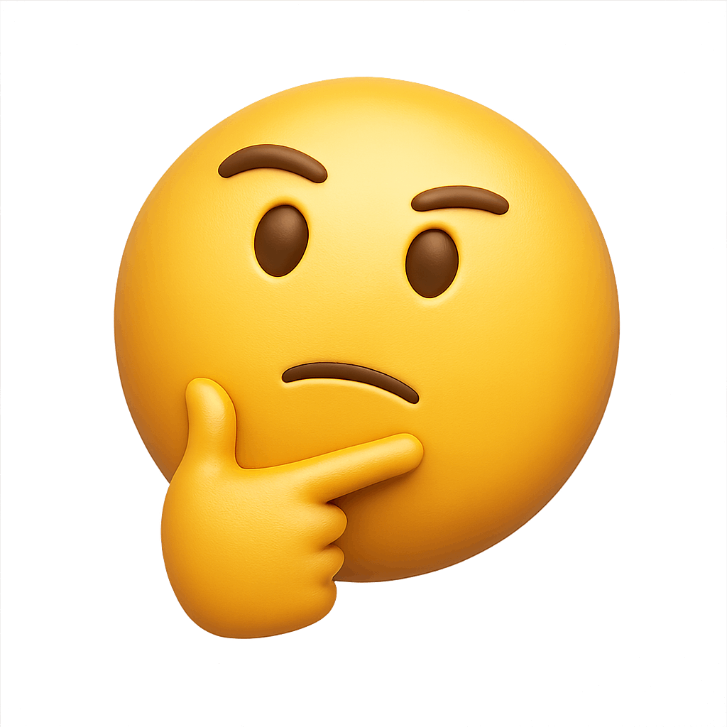Thinking Emoji on Transparent Background Expressing Thoughtful Concept or Decision Making