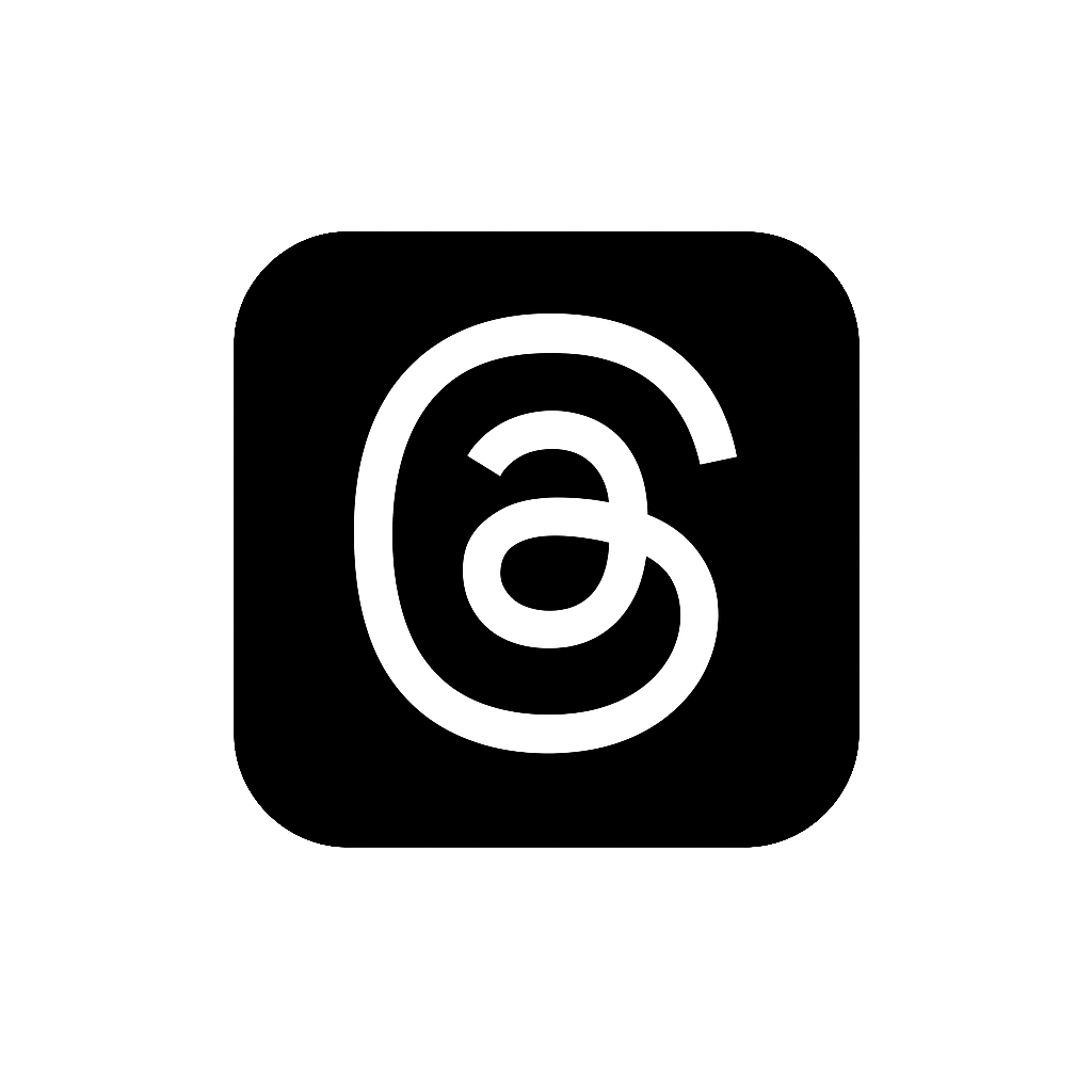 Threads App Logo White on Black