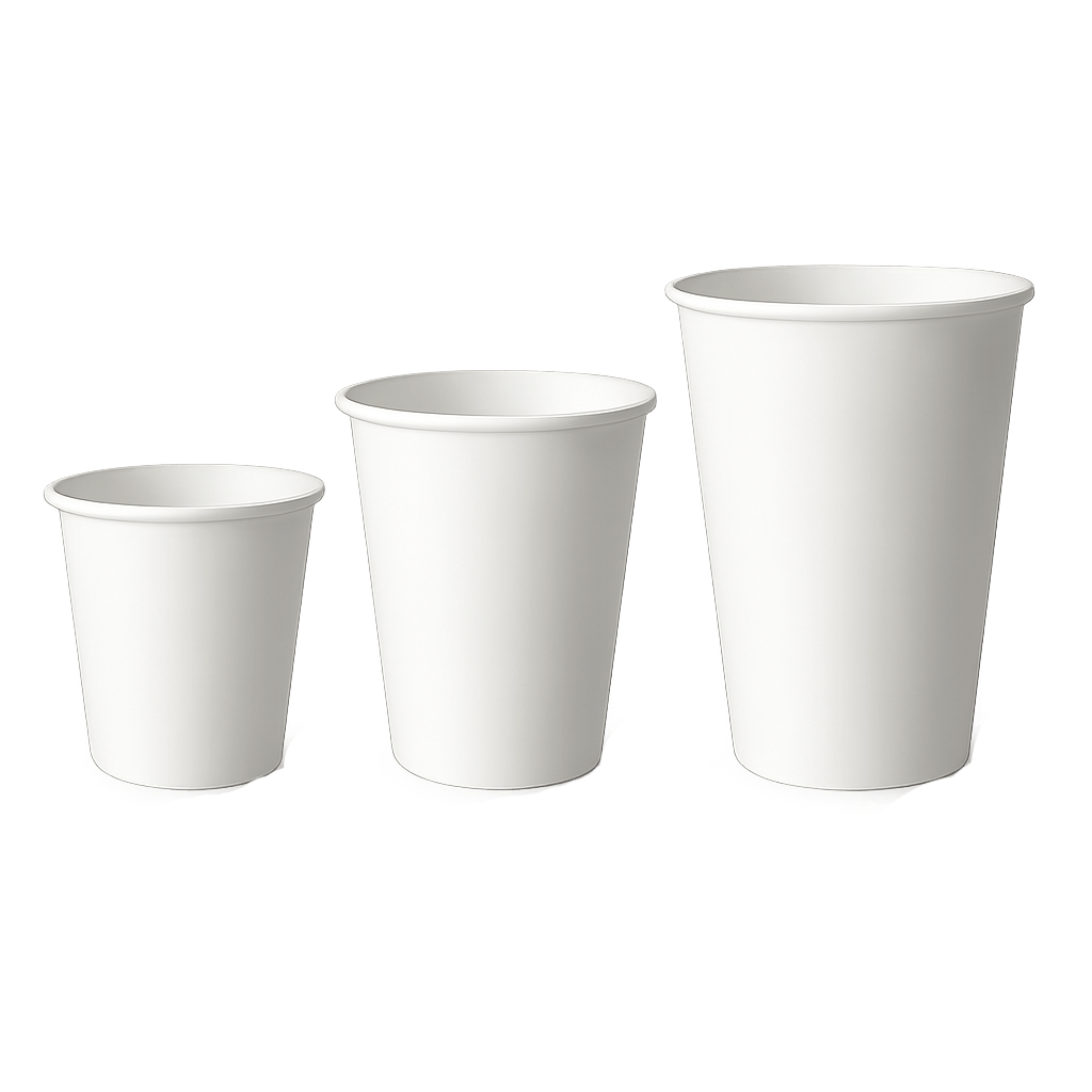 Three Blank Paper Cups Transparent Background
