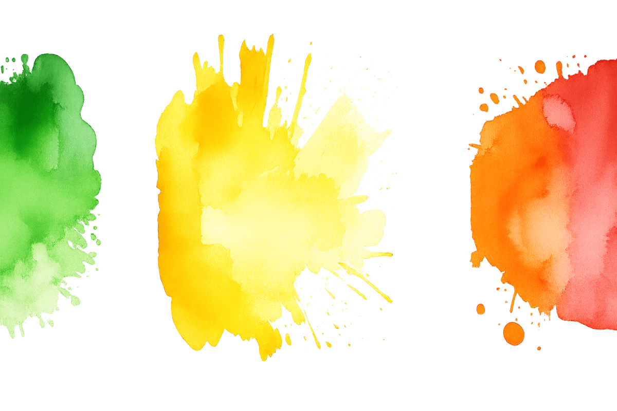 Three Watercolor Splashes Transparent Background PNG