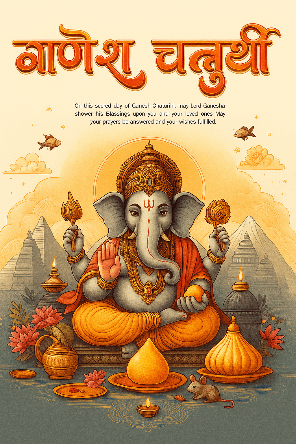 Traditional Art of Lord Ganesha Celebrating the Indian Festival Ganesh Chaturthi