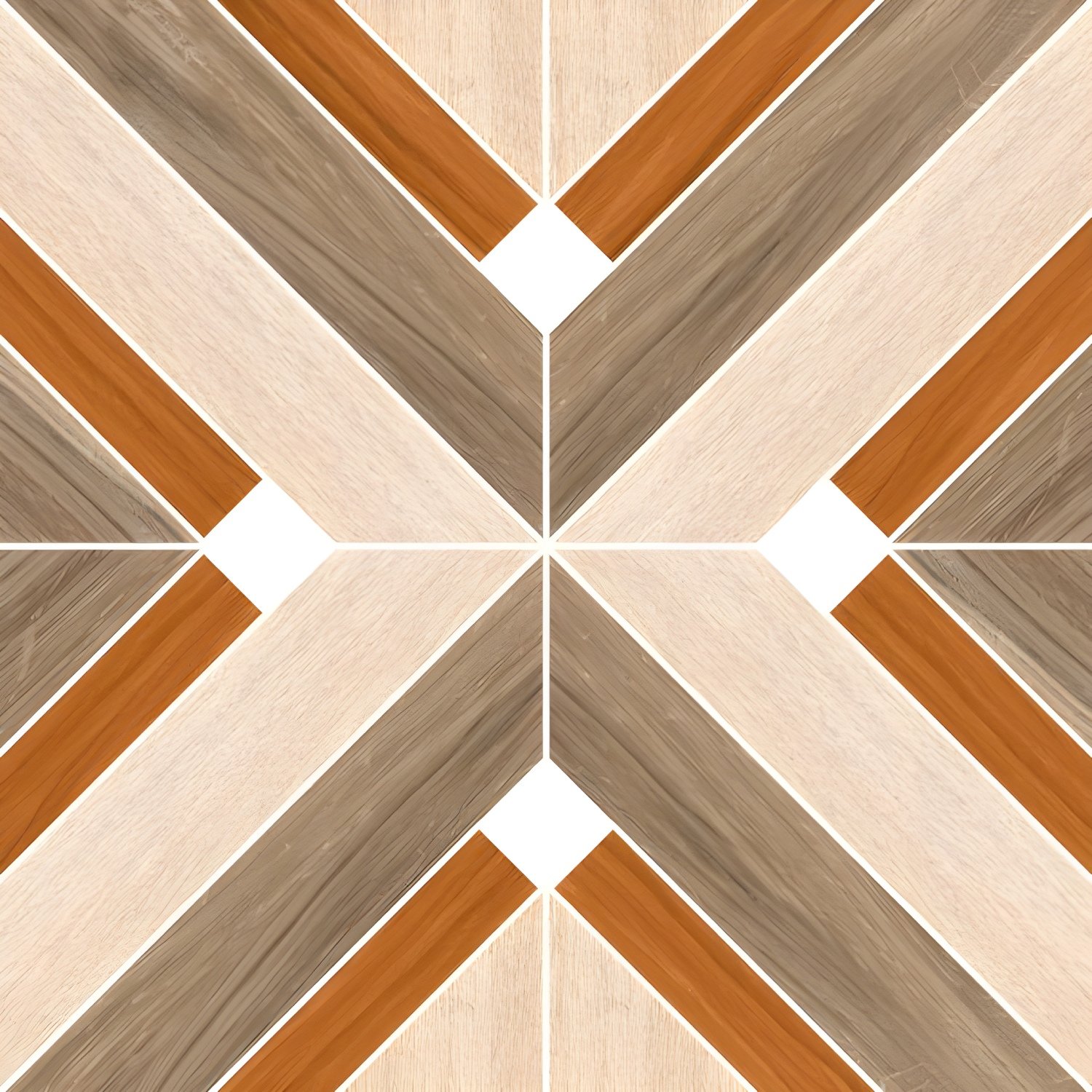 Tri-Tone Chevron Geometric Wood Look Tile