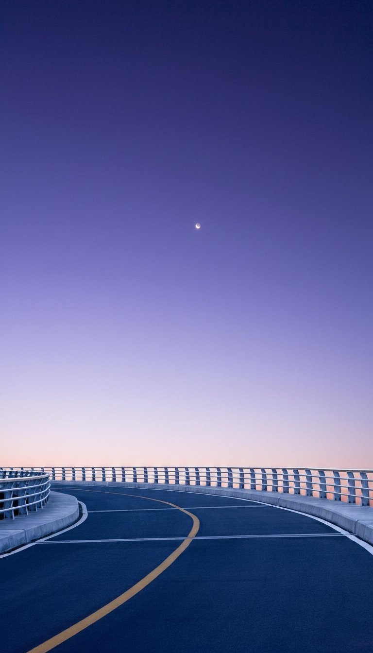 Twilight Bridge Crescent Moon Mobile Wallpaper