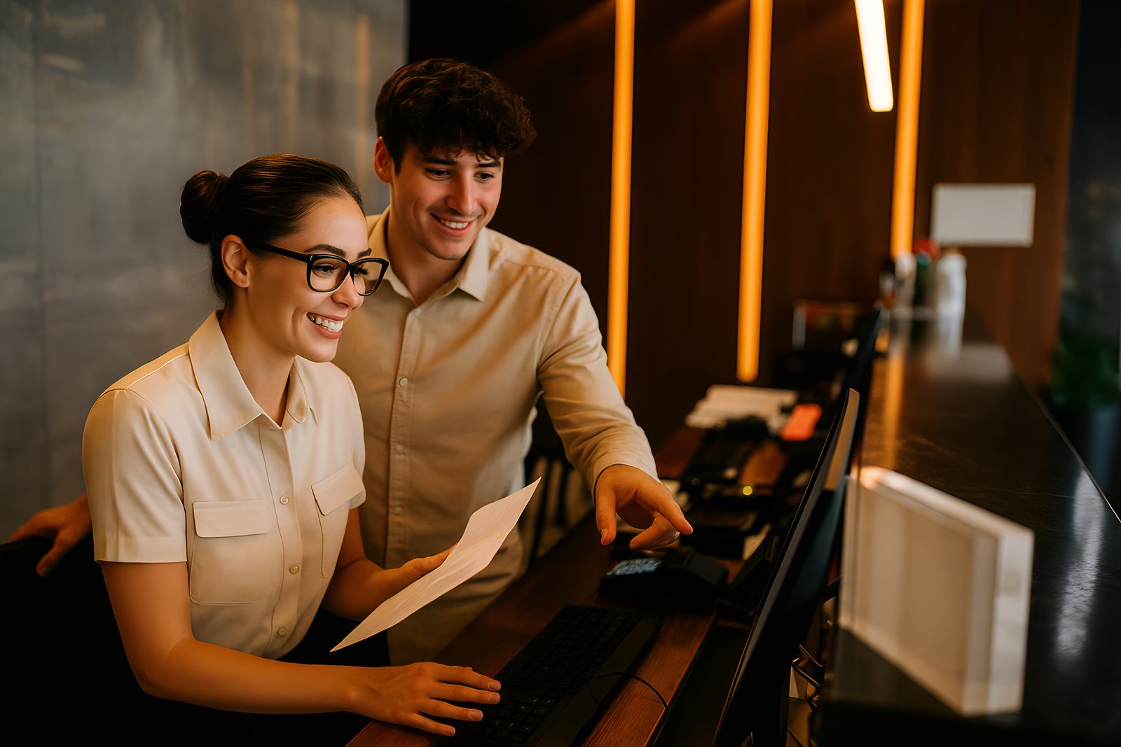 Two Colleagues Working Together in a Modern Office Setting