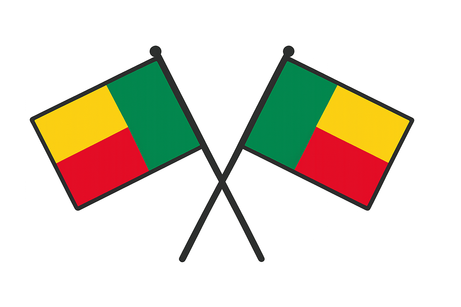 Two Crossed Benin Flags Illustration transparent background